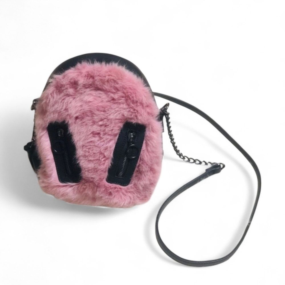 Madden Girl - Faux Fur / Faux Black Leather Crossbody Bag - Picture 3 of 10